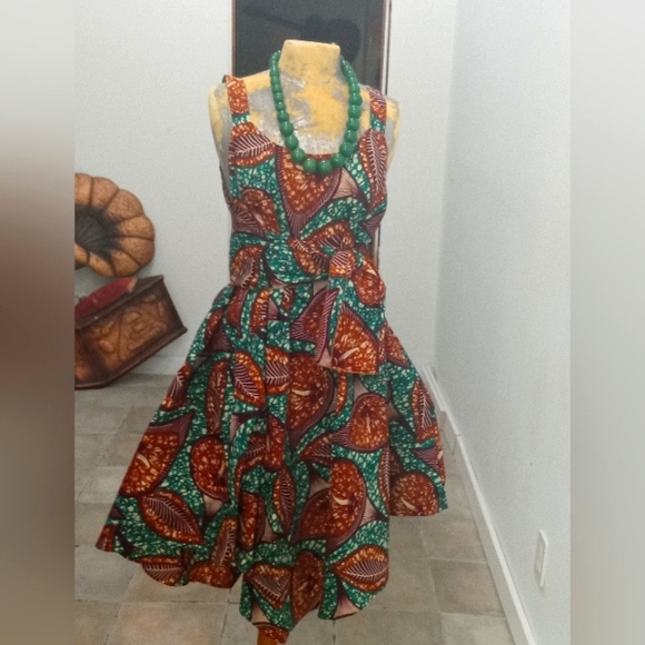 Dress Wide Flow w/Straps Either Waist or Head Tie 🤎🧡💚😍 - Picture 1 of 7